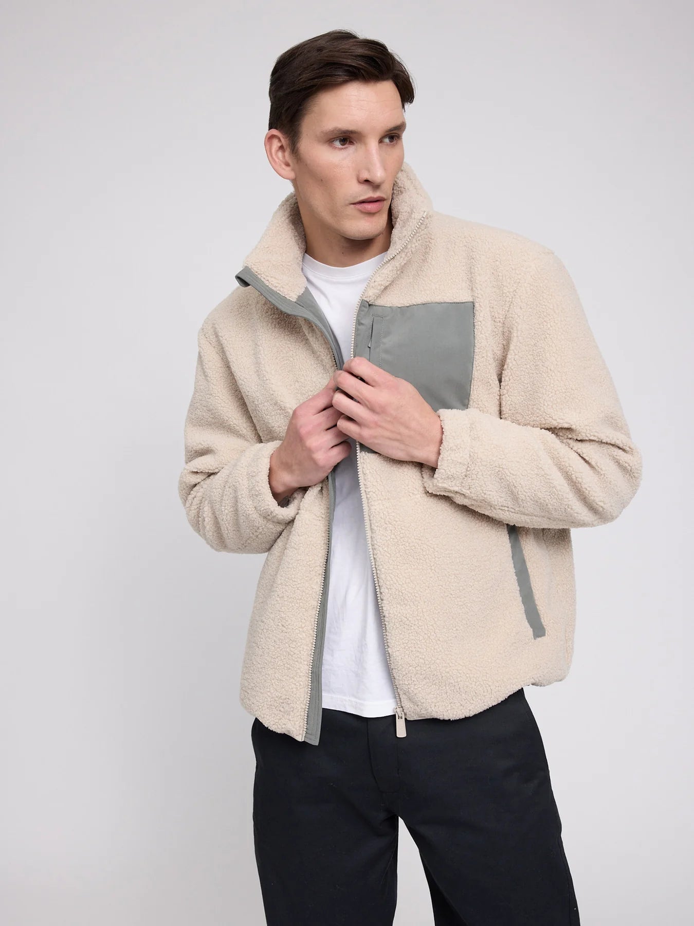 MAZINE Teddy Jacket Padded in Natural/Light Bottle color, showing the cozy sherpa-lined exterior and stylish design.