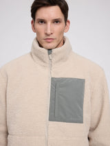 MAZINE teddy padded sherpa jacket in natural and light bottle colors, featuring a cozy, quilted design for warmth and style.