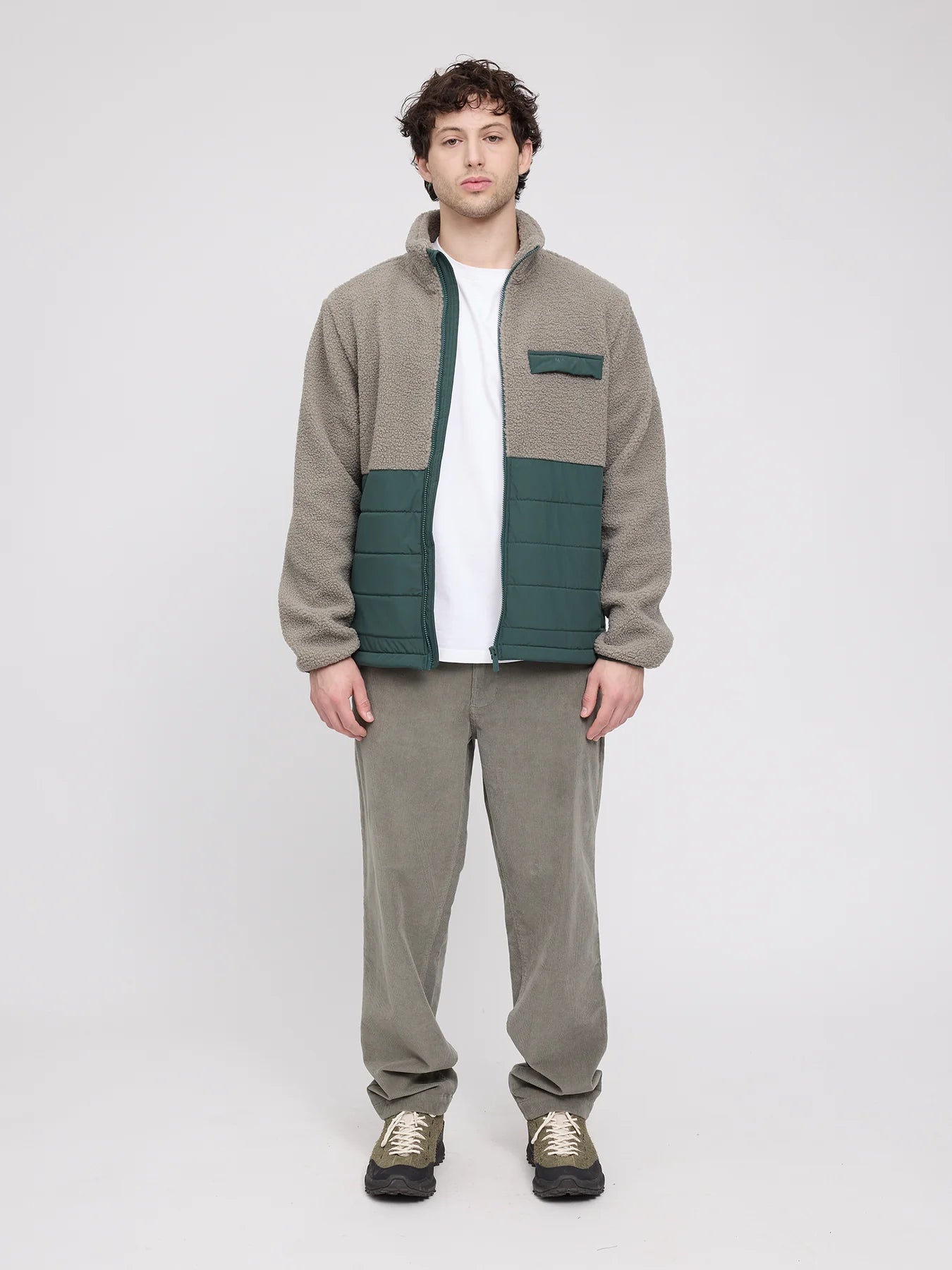 Fabric Block Jacket Eucalyptus/Forest | MAZINE
