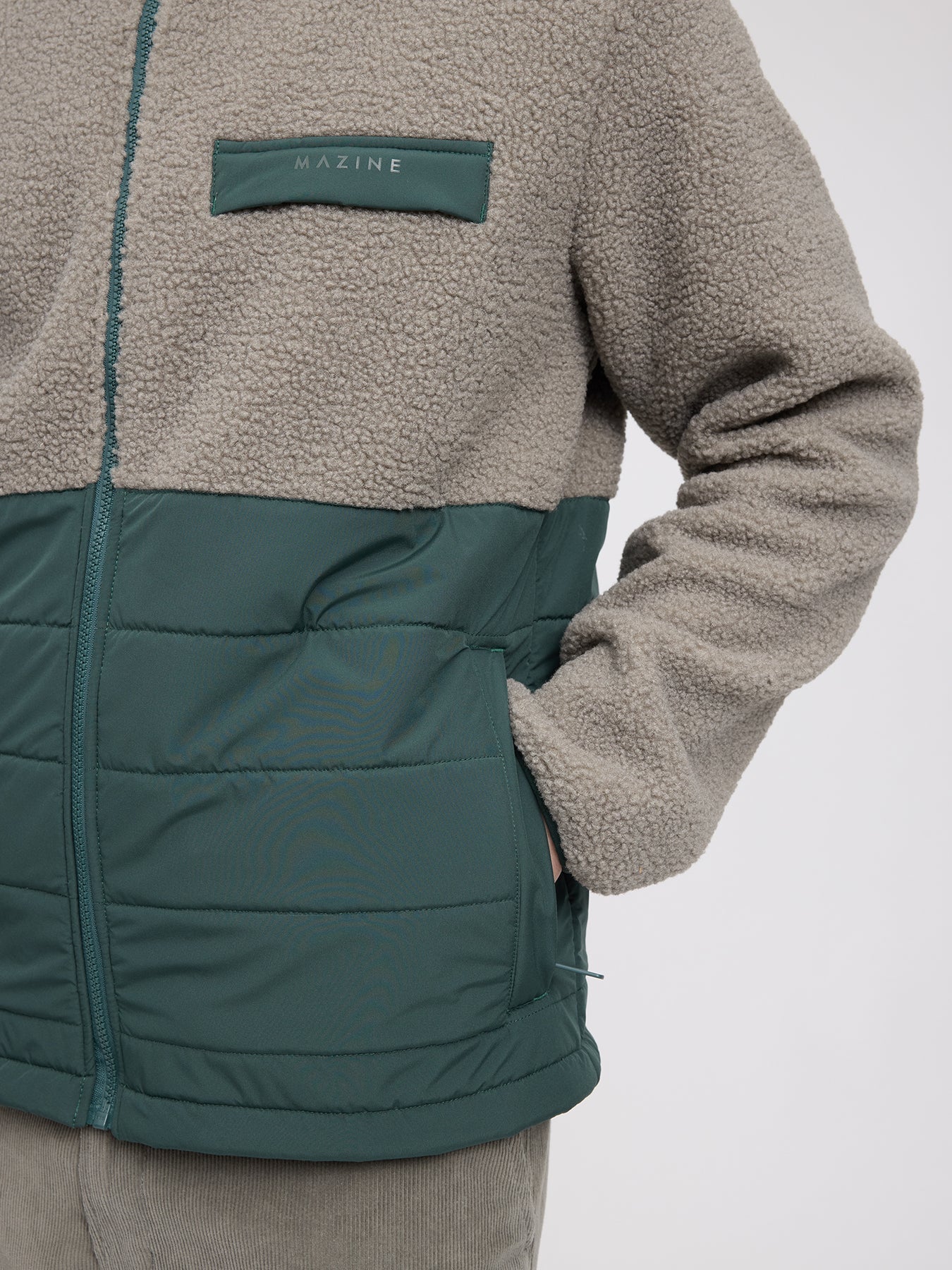 Fabric Block Jacket Eucalyptus/Forest | MAZINE