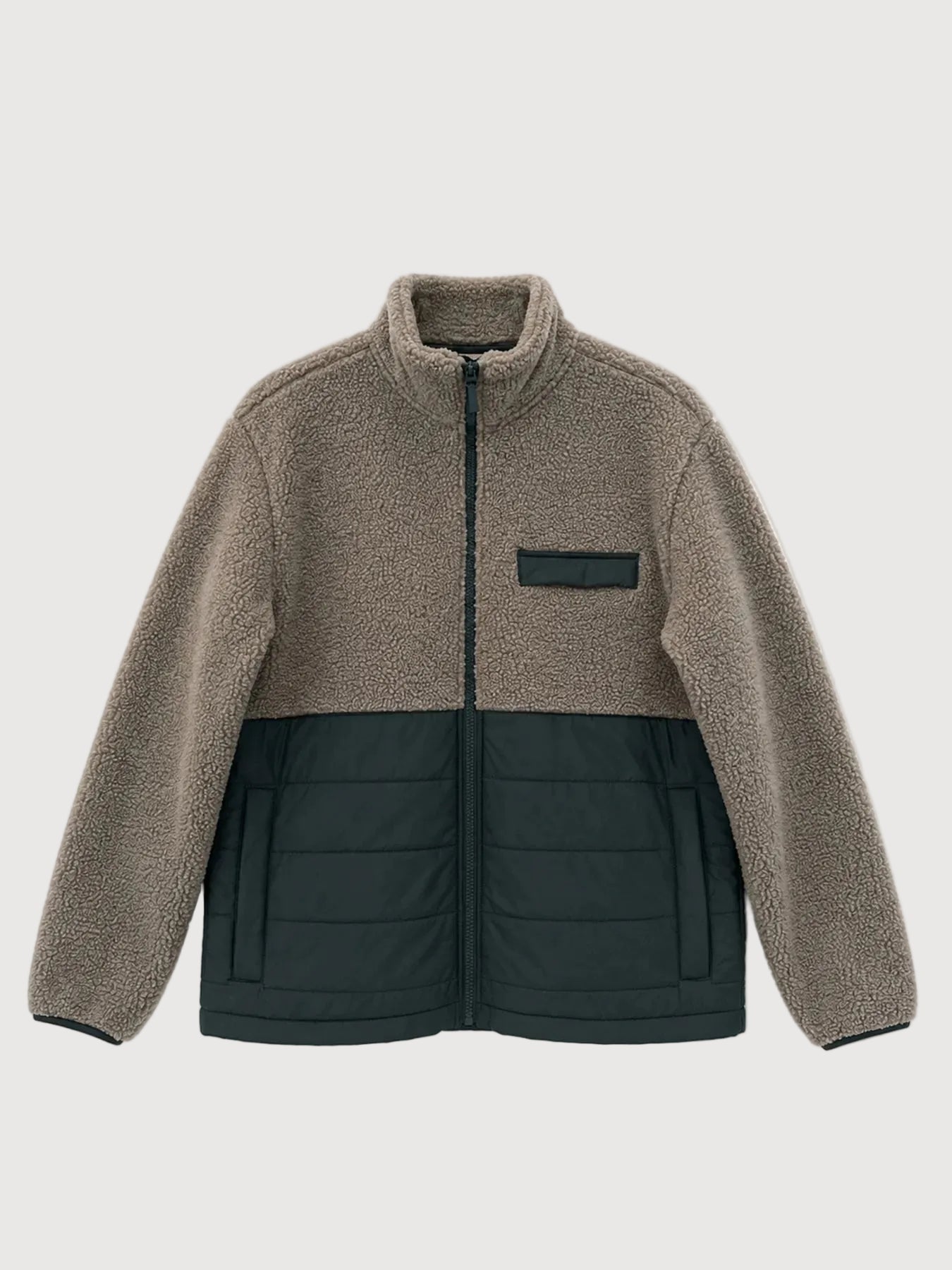 Fabric Block Jacket Eucalyptus/Forest | MAZINE