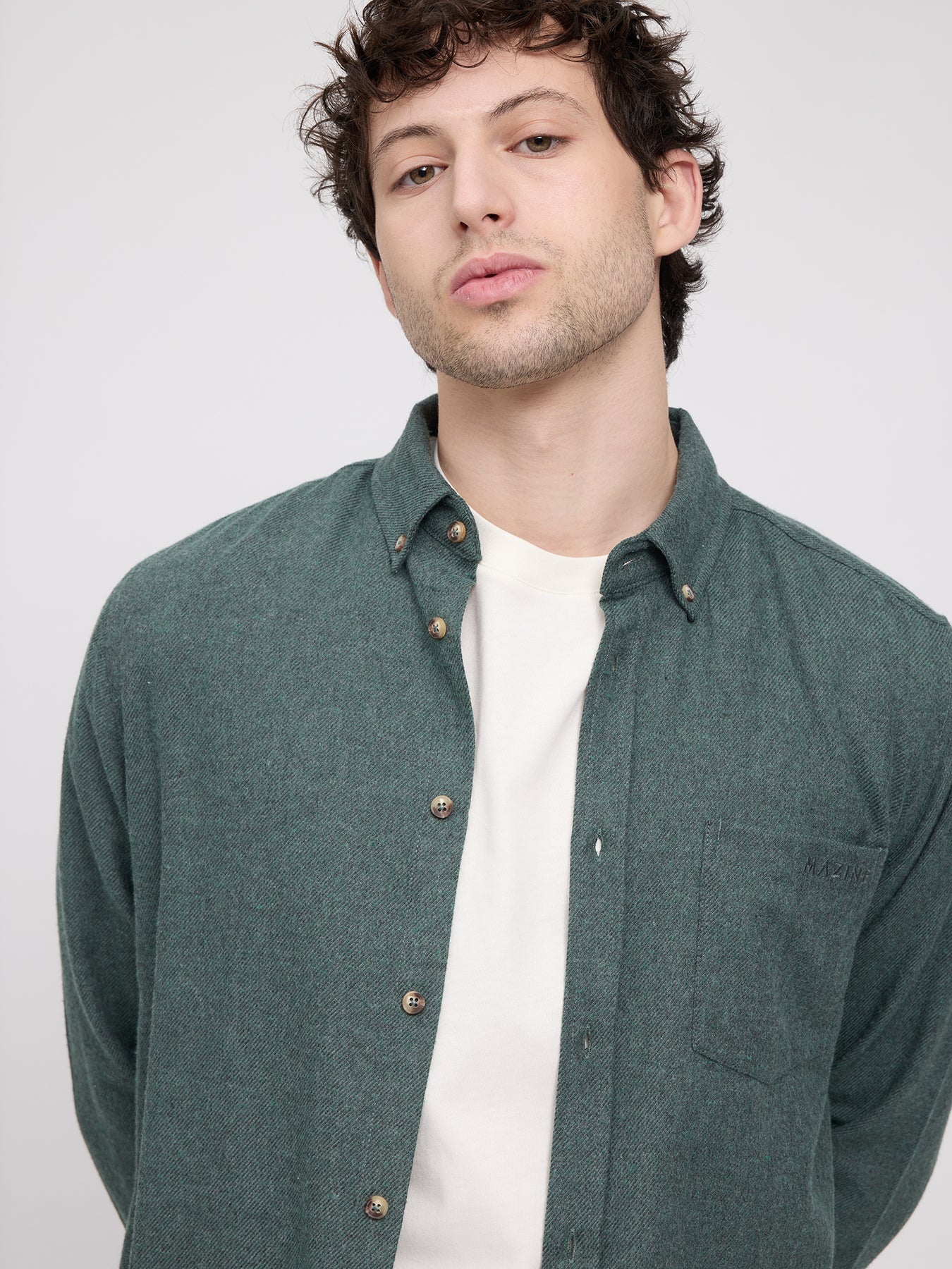 Melange Flannel Shirt Bottle Mel | MAZINE
