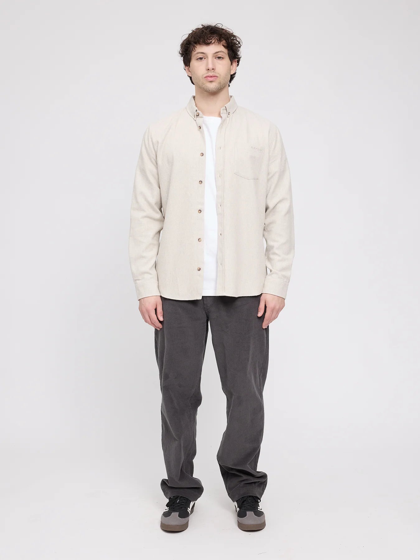 Shirt Melange Flannel Sandy Olive Man | MAZINE