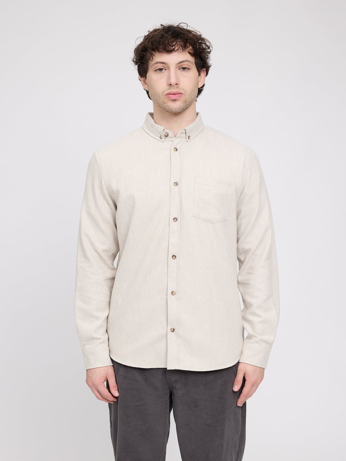 Shirt Melange Flannel Sandy Olive Man | MAZINE