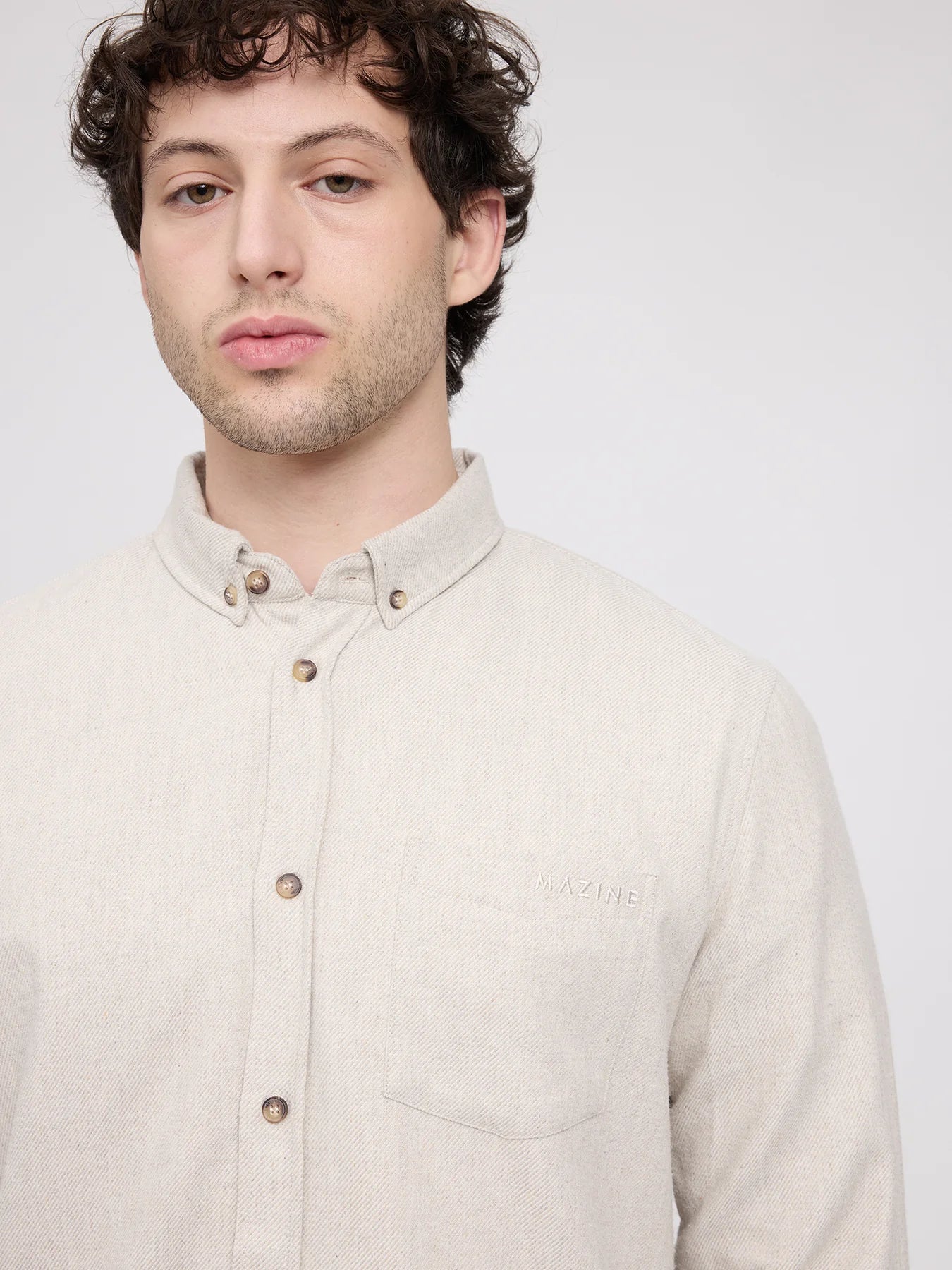 Shirt Melange Flannel Sandy Olive Man | MAZINE