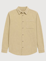 Camicia con Taschino in Velluto a Coste Color Cachi Chiaro | MAZINE