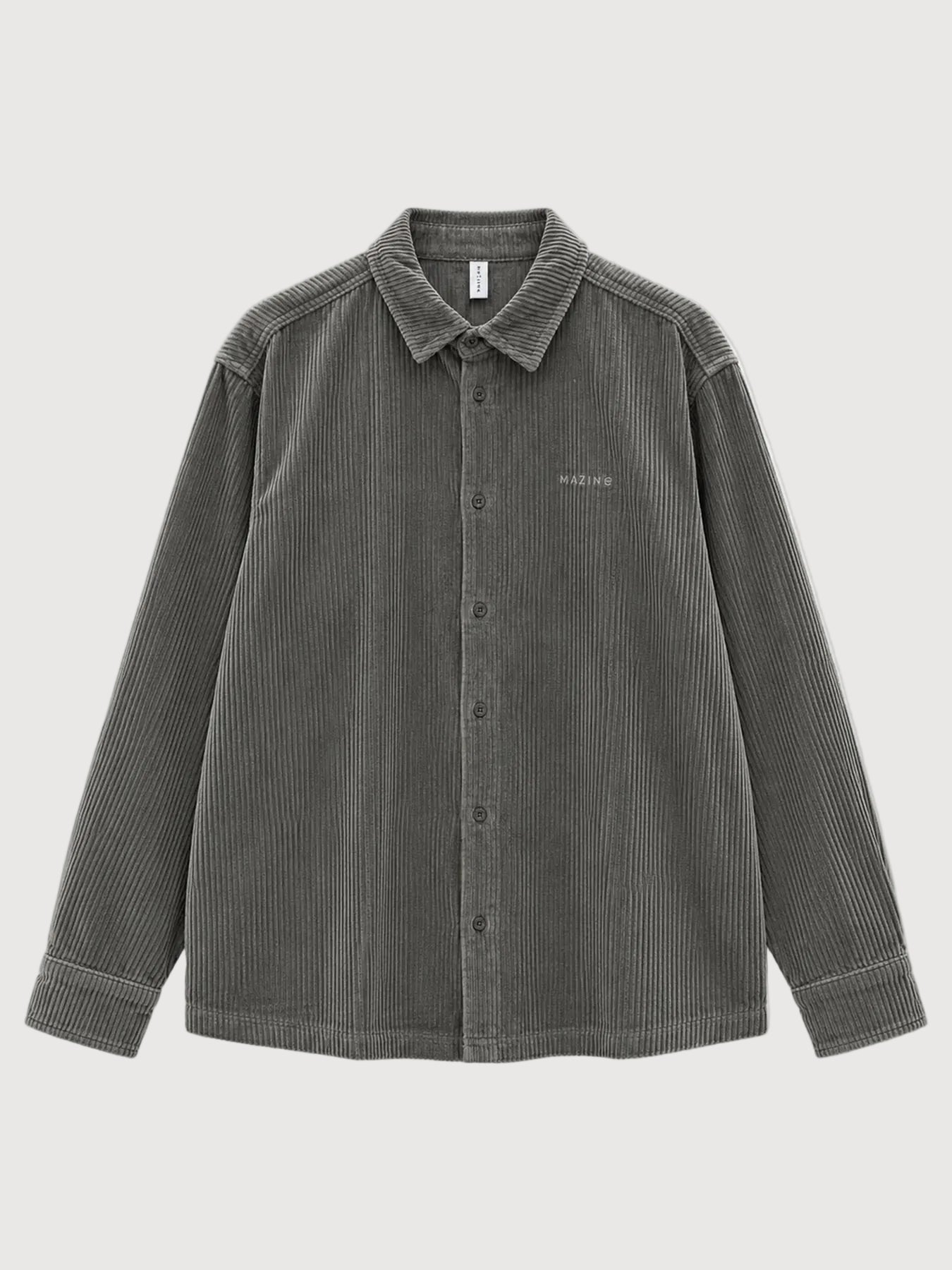 Camicia in velluto a coste ampia in cotone color bottiglia leggero | MAZINE