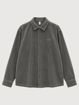 Camicia in velluto a coste ampia in cotone color bottiglia leggero | MAZINE