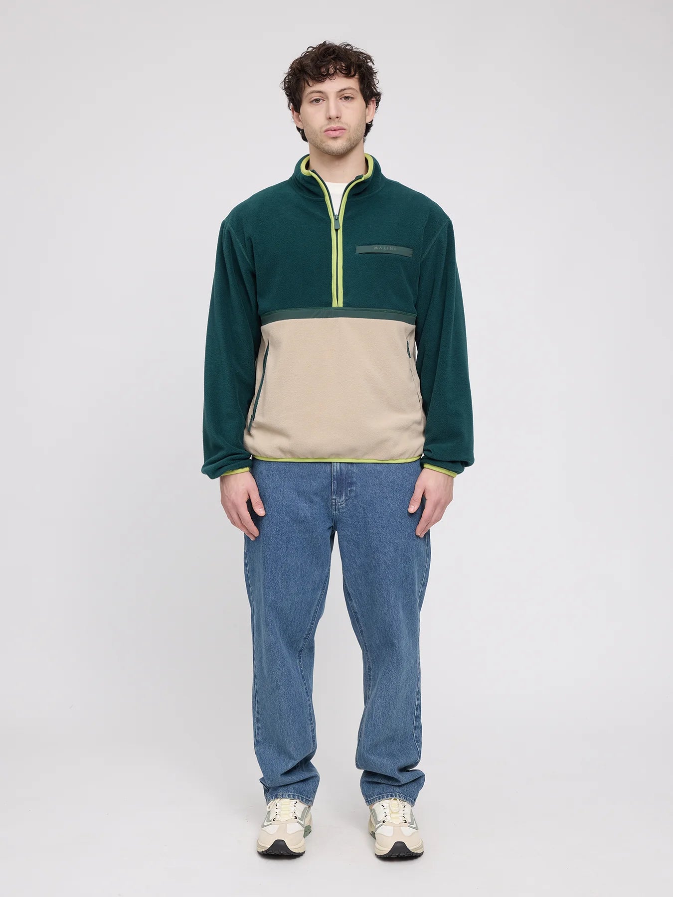 Giacca in pile color block verde acqua/tortora | MAZINE