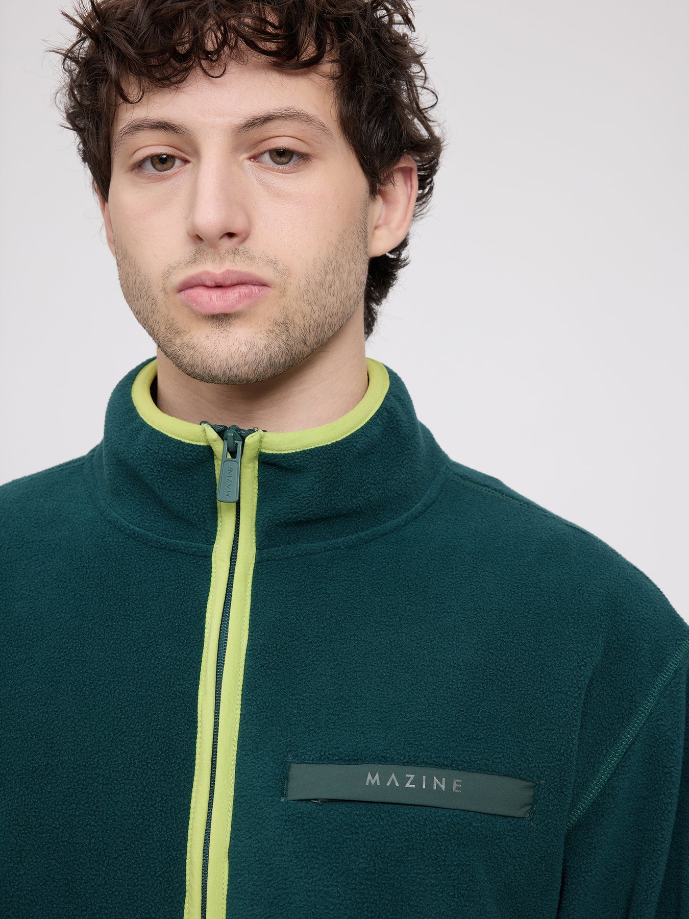 Giacca in pile color block verde acqua/tortora | MAZINE