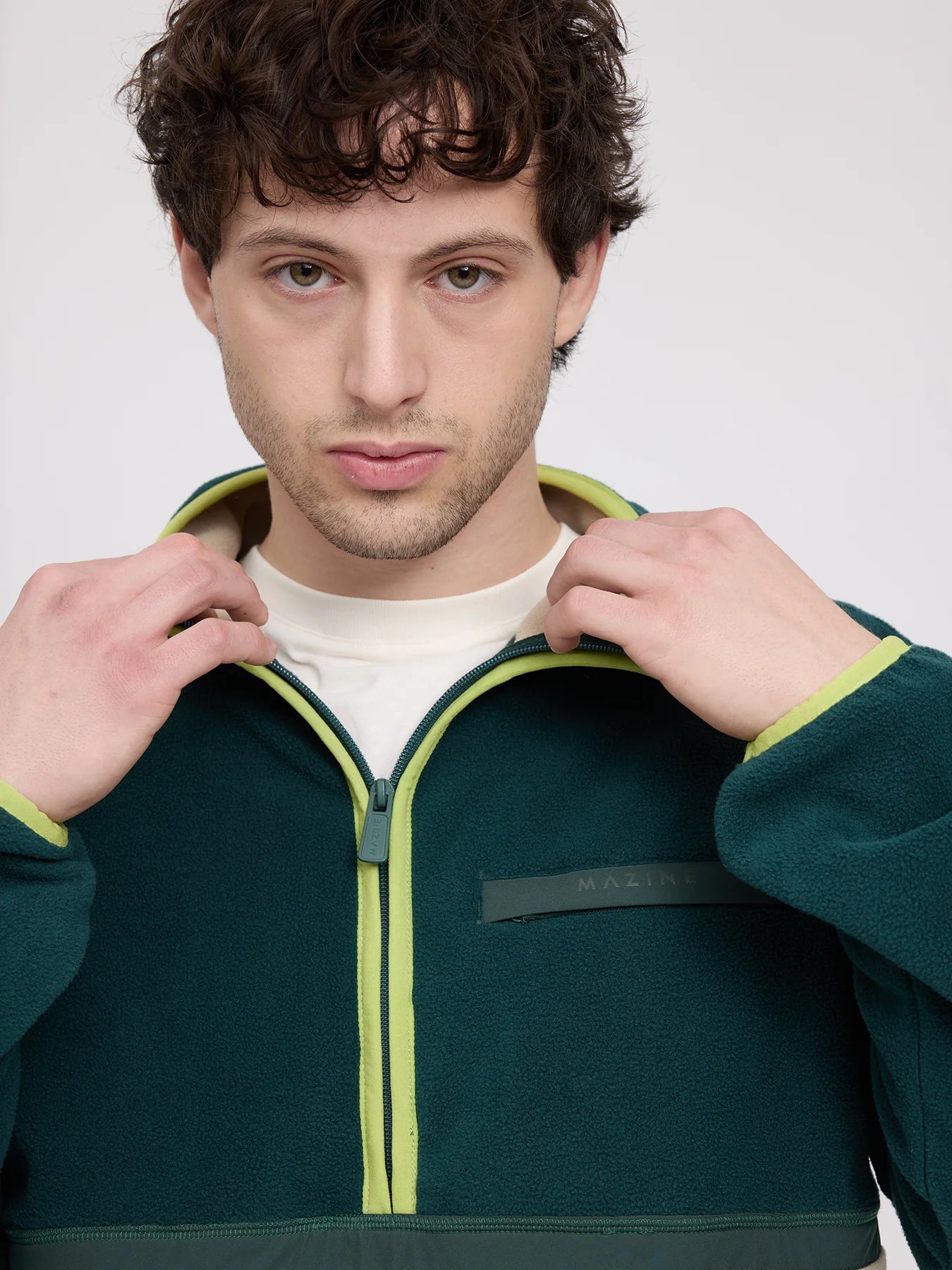 Giacca in pile color block verde acqua/tortora | MAZINE