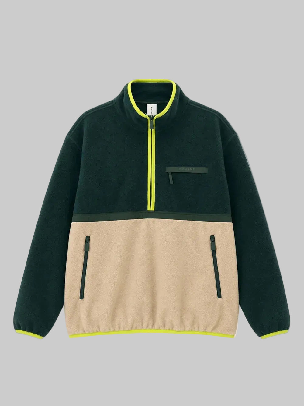 Giacca in pile color block verde acqua/tortora | MAZINE