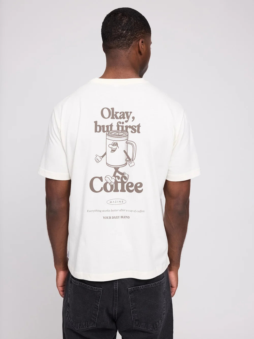 T-Shirt Back Print White/Coffee Man | MAZINE