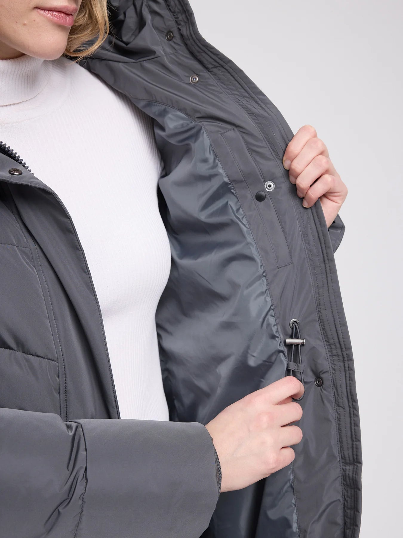 Coat Waves Quilt Puffer Dark Gray Woman | MAZINE