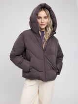 Jacket Waves Quilt Short Puffer Eggplant | MAZINE