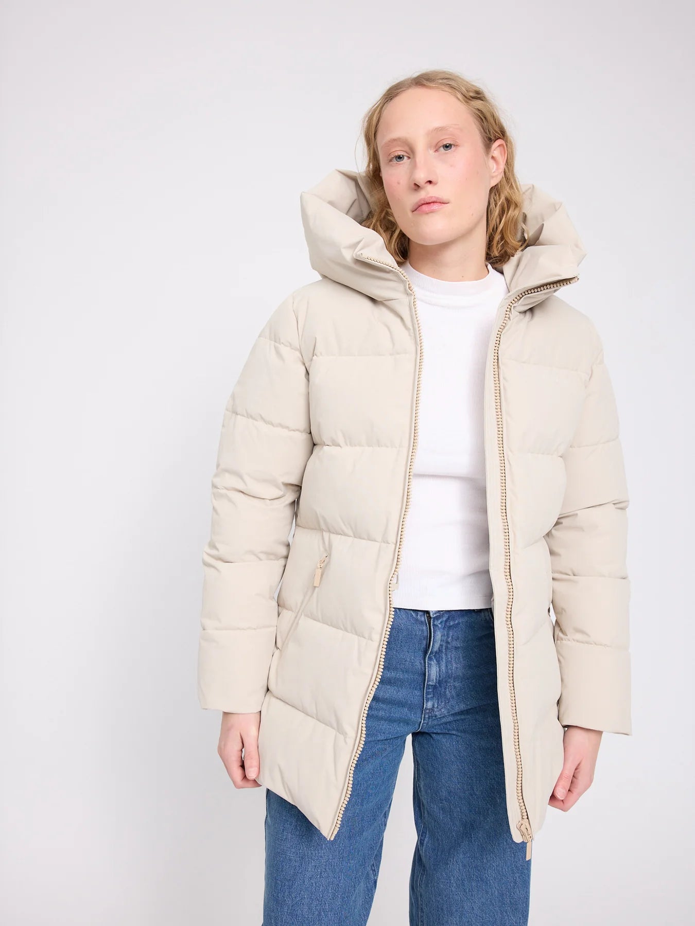 Mid-Length Puffer Jacket Feather Gray | MAZINE