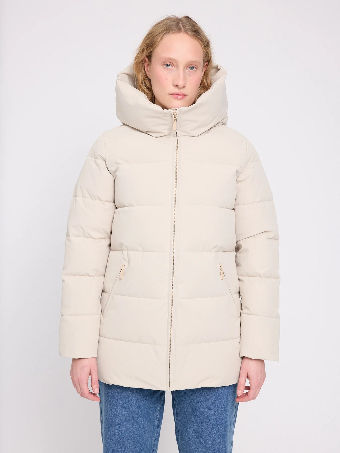 Mid-Length Puffer Jacket Feather Gray | MAZINE