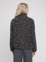 Gray printed Sherpa jacket by MAZINE featuring a cozy fleece texture and stylish design.