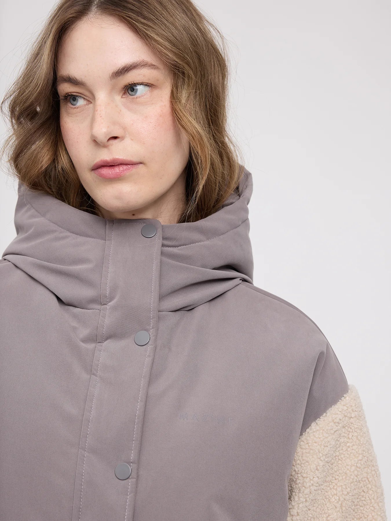 Giacca Fabric Blocking Warm Mud/Natural | MAZINE