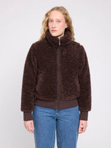 Jacket Faux-Fur Blouson Black Coffee Woman | MAZINE