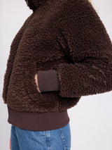 Jacket Faux-Fur Blouson Black Coffee Woman | MAZINE