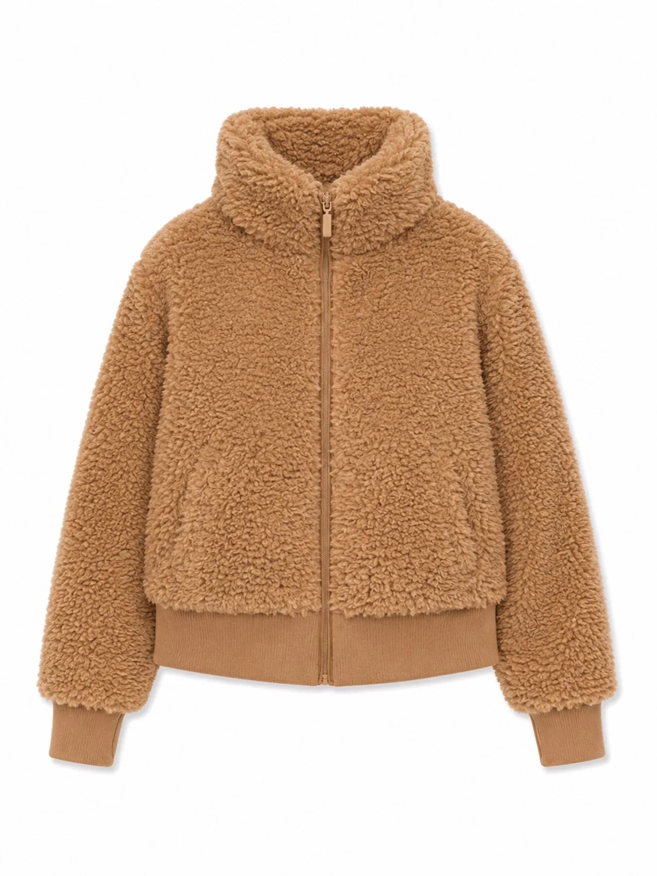 Brown MAZINE faux-fur blouson jacket for women, showcasing a stylish and cozy outerwear with a plush faux-fur texture.