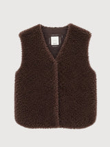 Vest Faux-Fur Black Coffee Woman | MAZINE