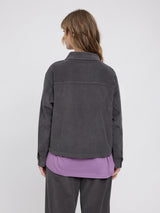 Anthra-colored corduroy shacket for women by MAZINE, featuring a cozy cotton design with button closures and a relaxed fit.