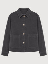 Women’s anthra corduroy shacket by MAZINE, featuring a cotton fabric with a relaxed fit and stylish button details.