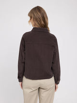 Giacca-camicia in velluto a coste color cioccolato fondente Donna | MAZINE