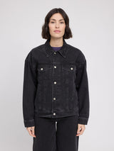 Denim Jacket Dark Grey Woman Cotton | Mazine