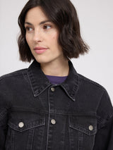 Denim Jacket Dark Grey Woman Cotton | Mazine