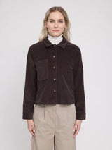 Camicia con Taschino in Velluto a Coste Cioccolato Fondente Donna | MAZINE