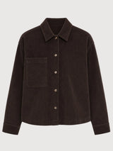 Camicia con Taschino in Velluto a Coste Cioccolato Fondente Donna | MAZINE