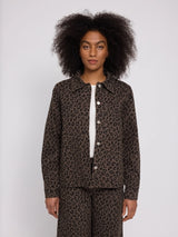 Denim Jacket Printed Chocolate in Cotton | MAZINE
