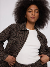 Denim Jacket Printed Chocolate in Cotton | MAZINE