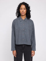Camicia di flanella antracite mélange in cotone biologico | MAZINE