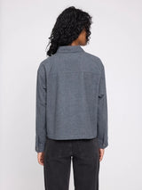 Camicia di flanella antracite mélange in cotone biologico | MAZINE