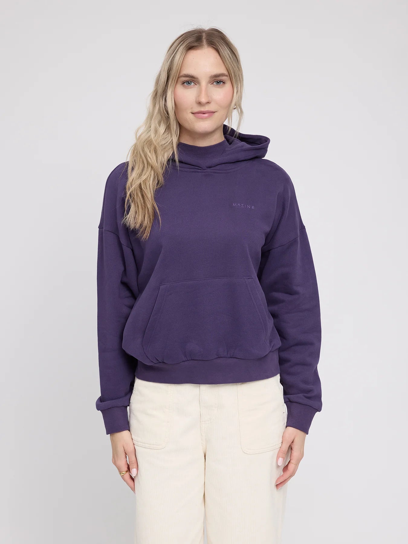 Felpa con cappuccio Basic viola scuro da donna in cotone | MAZINE