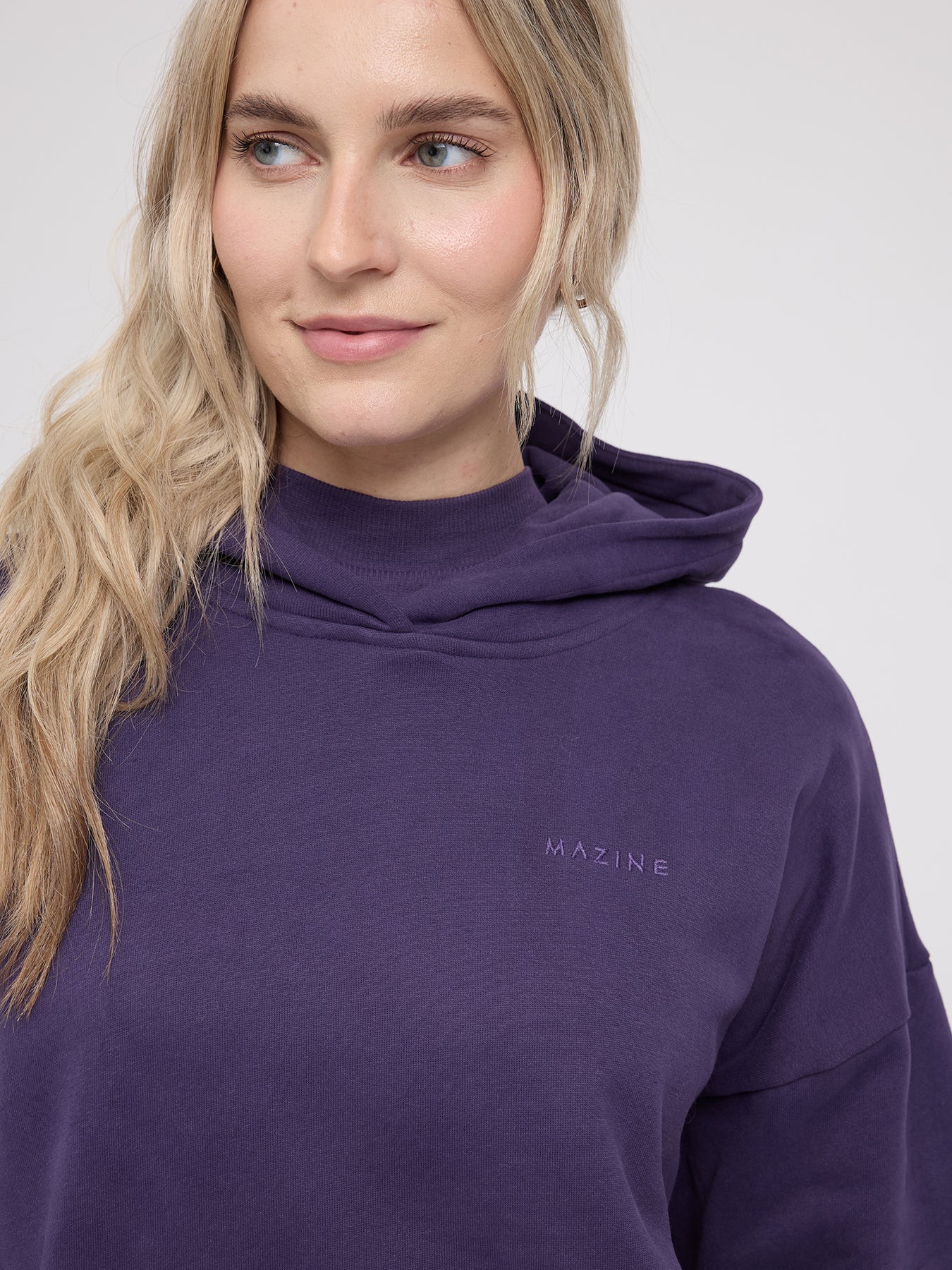 Felpa con cappuccio Basic viola scuro da donna in cotone | MAZINE