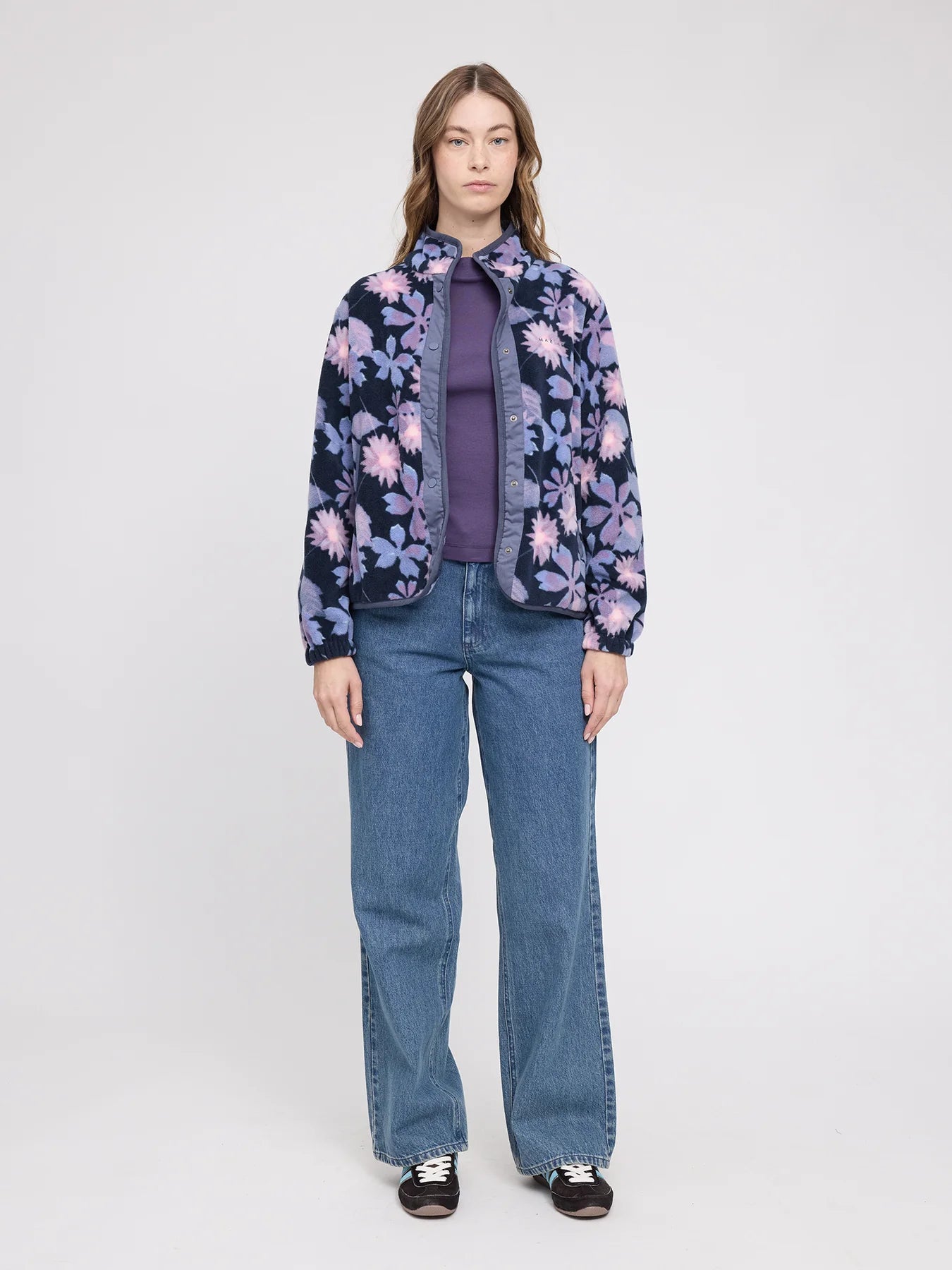 Jacket Printed Fleece Blue Dark/Floral | MAZINE