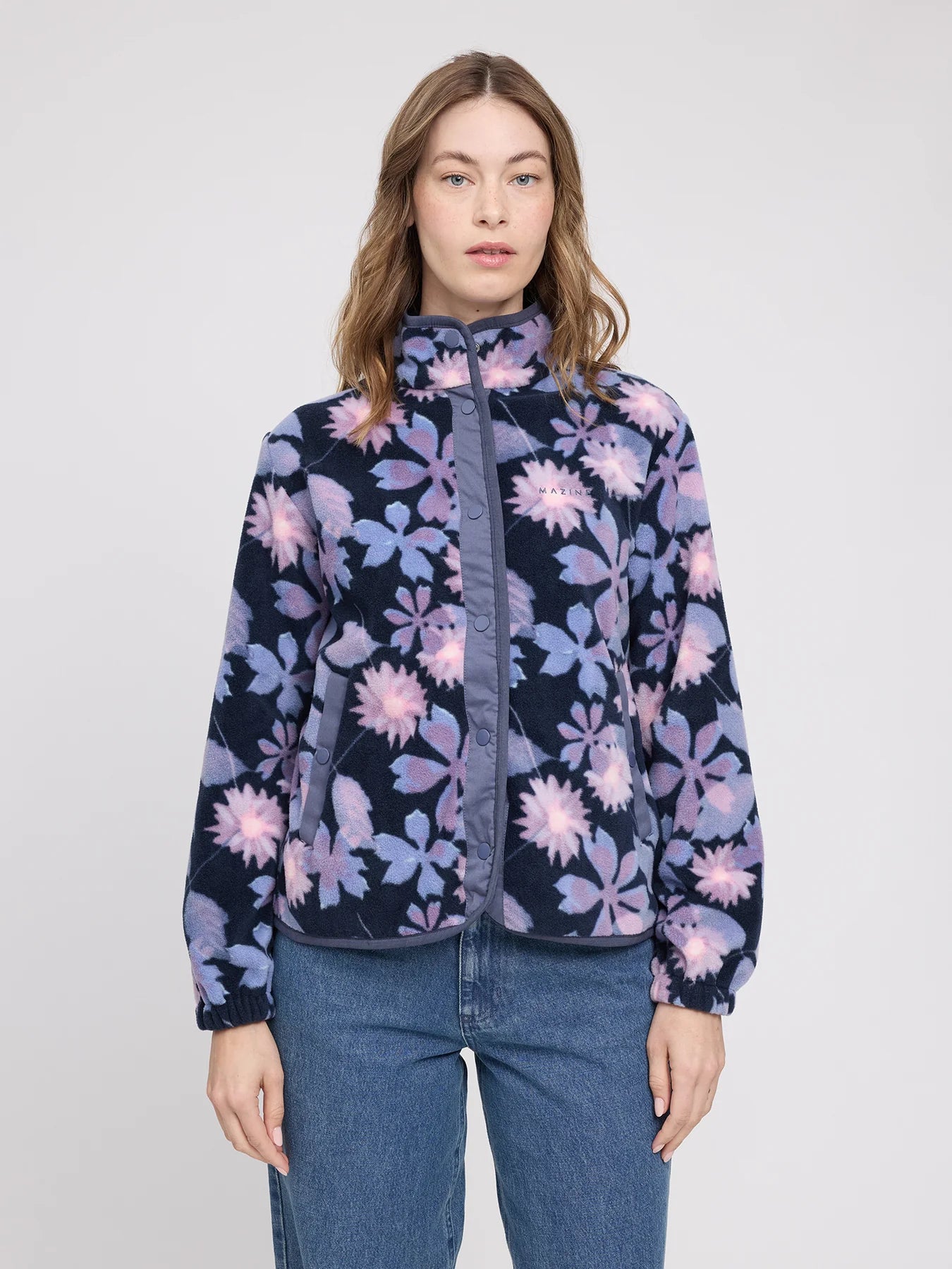 Jacket Printed Fleece Blue Dark/Floral | MAZINE