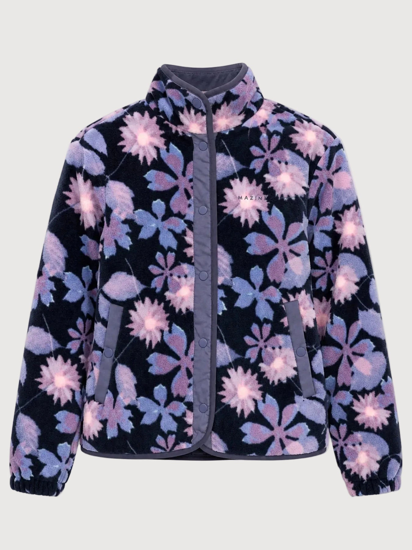 Jacket Printed Fleece Blue Dark/Floral | MAZINE