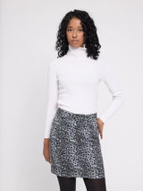 Minigonna di jeans in cotone stampata grigia | MAZINE