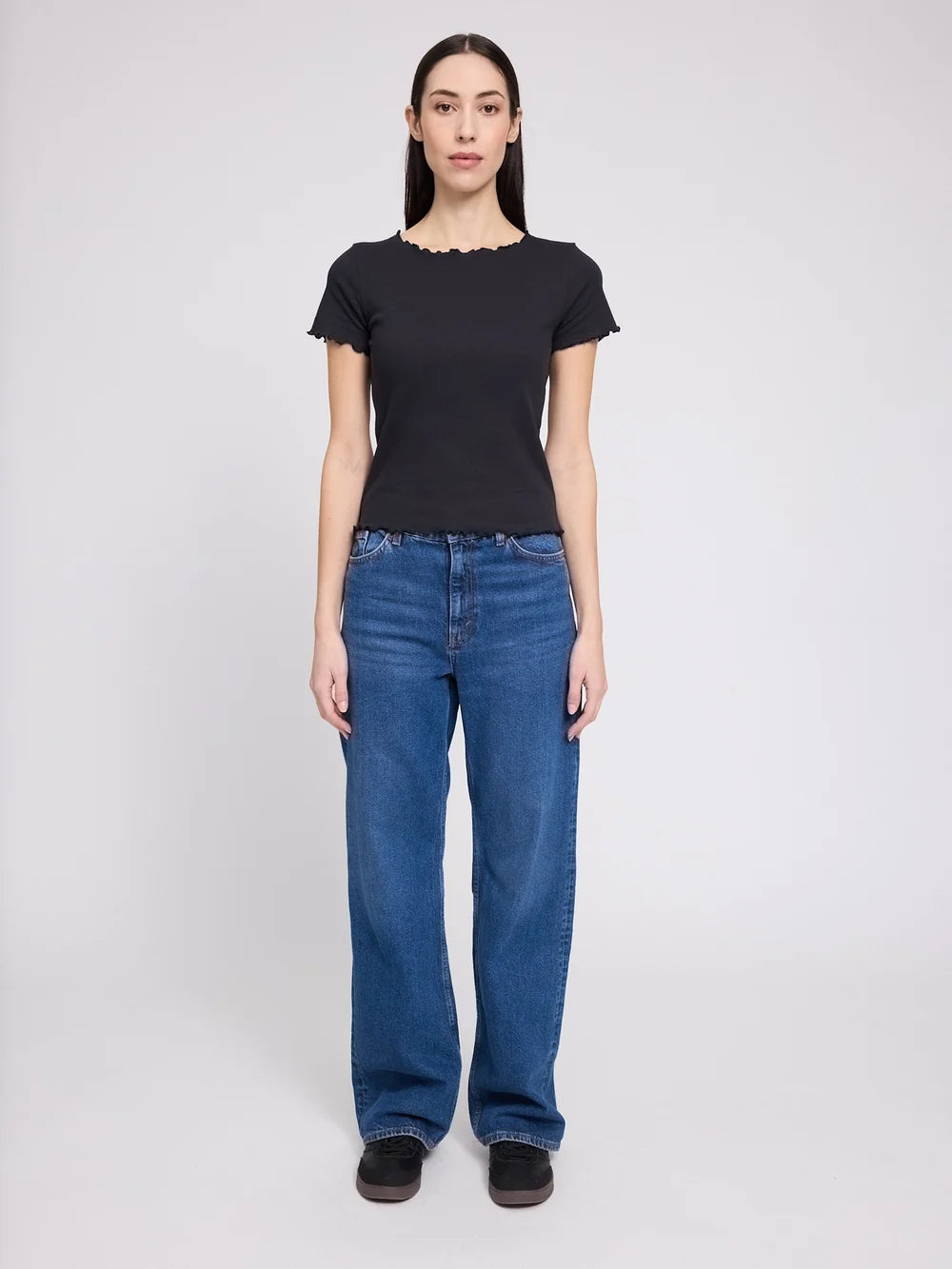 T-Shirt Babylock Hems Schwarz Damen aus Baumwolle | MAZINE