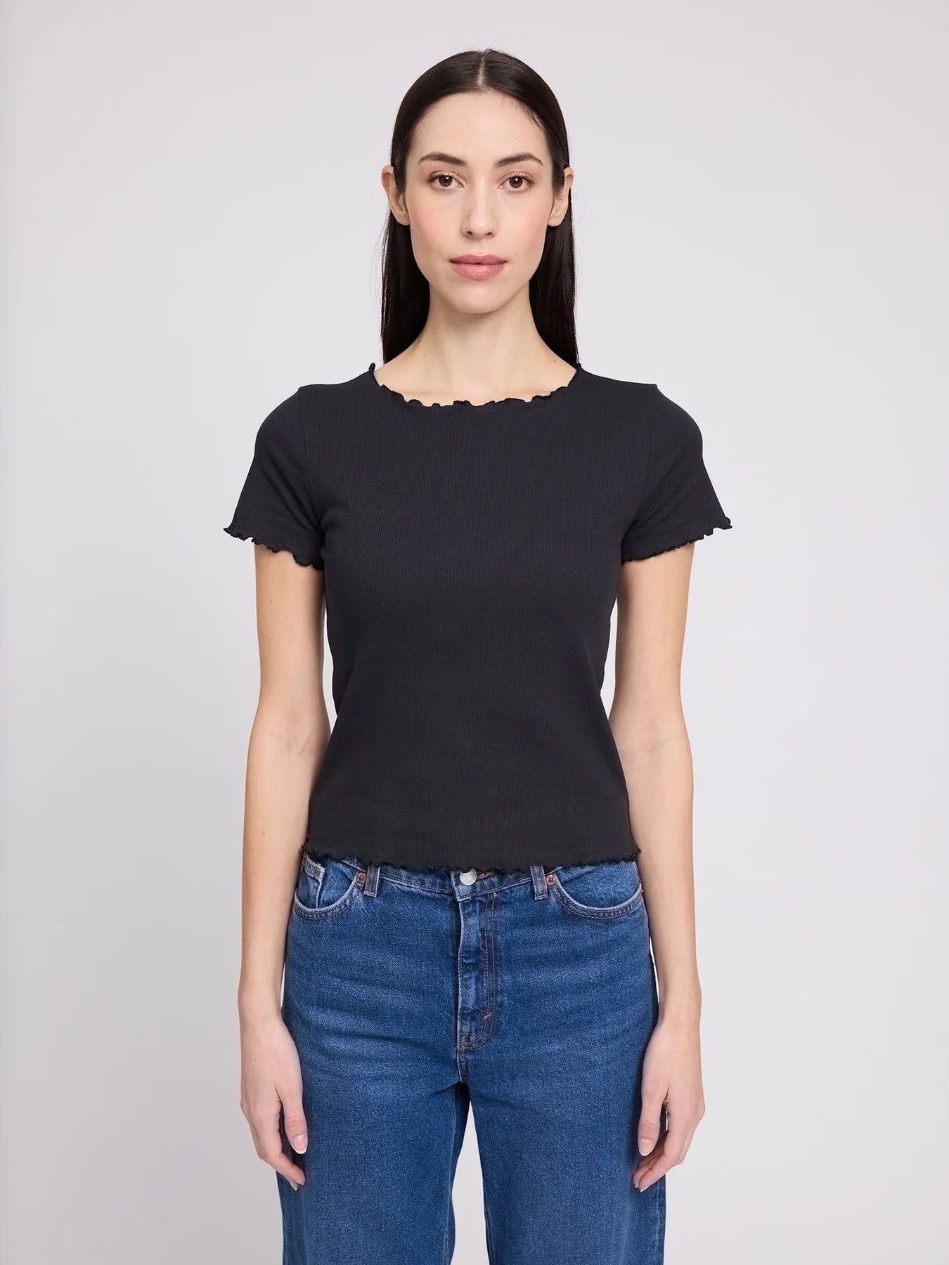 T-Shirt Babylock Hems Schwarz Damen aus Baumwolle | MAZINE