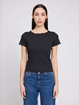 T-Shirt Babylock Hems Schwarz Damen aus Baumwolle | MAZINE