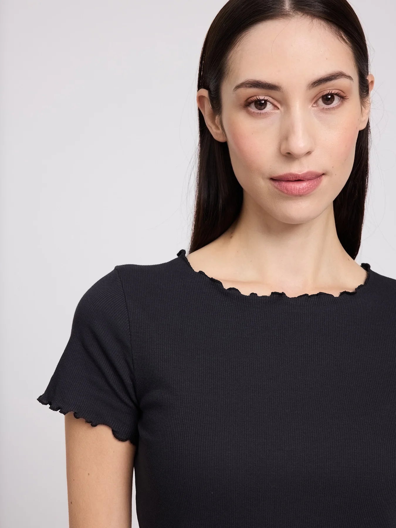 T-Shirt Babylock Hems Schwarz Damen aus Baumwolle | MAZINE