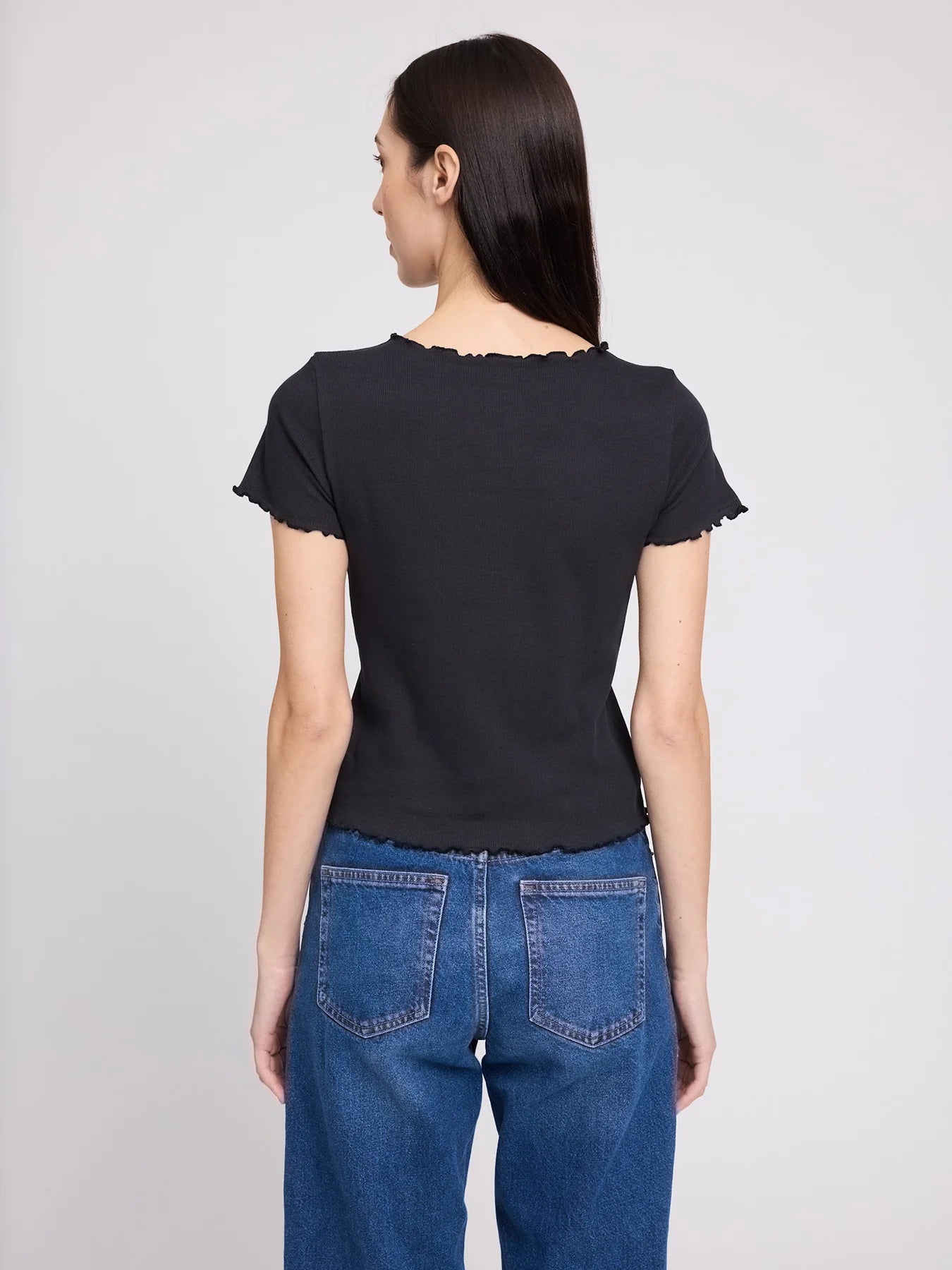 T-Shirt Babylock Hems Schwarz Damen aus Baumwolle | MAZINE