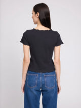 T-Shirt Babylock Hems Schwarz Damen aus Baumwolle | MAZINE